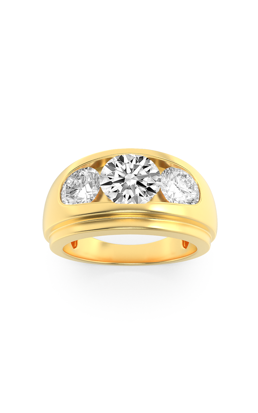 3Cttw Round Shaped Lab Grown Diamond (G/VS) Mens Ring in 14K Gold