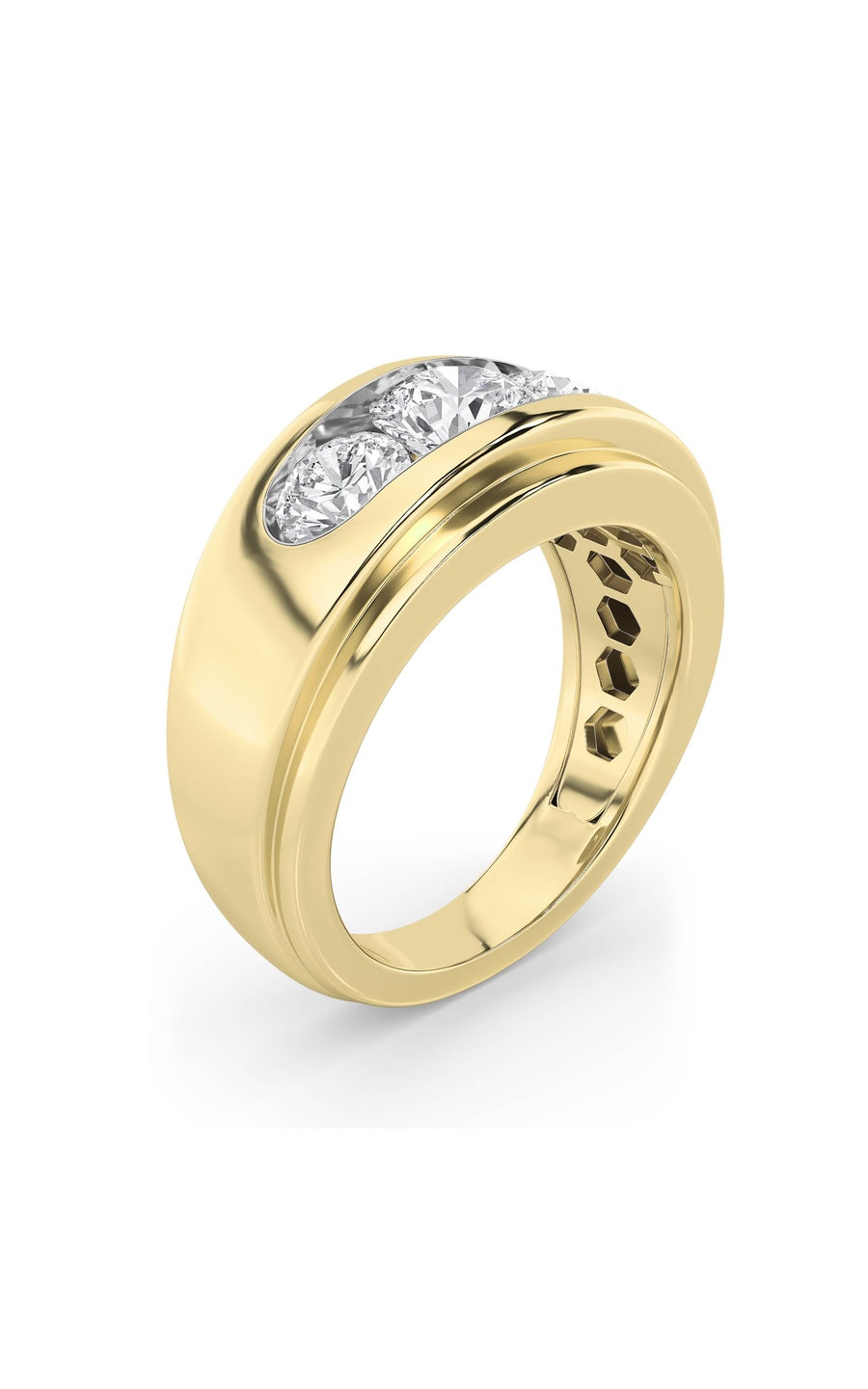 3CTW Round Shaped Lab Grown Diamond (G/VS) Mens Ring in 14K Gold