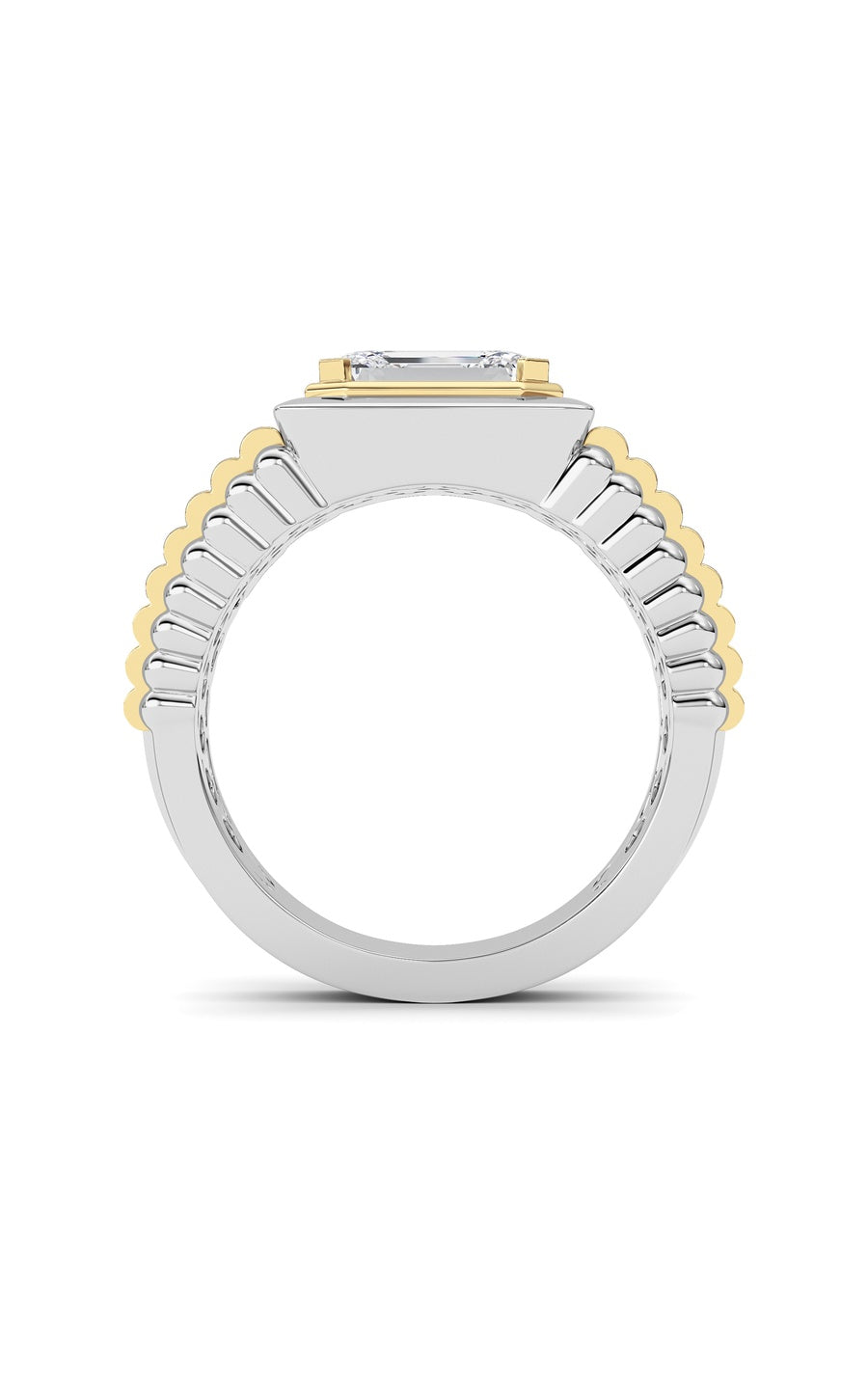 2.5Cttw Emerald Shaped Lab Grown Diamond (F/VS) Mens Ring in 14K Gold