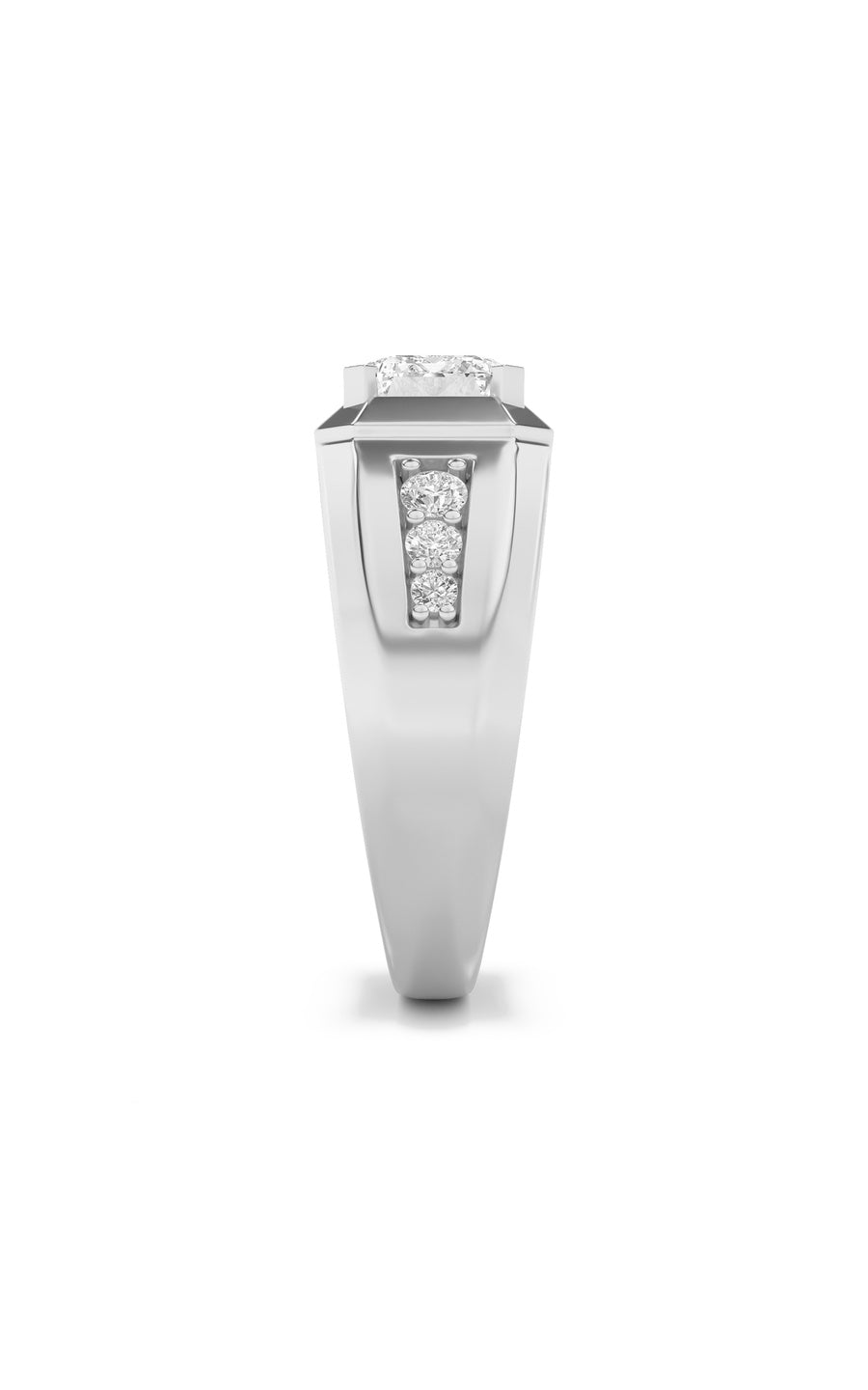 3.5Cttw Emerald Shaped Lab Grown Diamond (F/VS) Mens Ring in 14K Gold