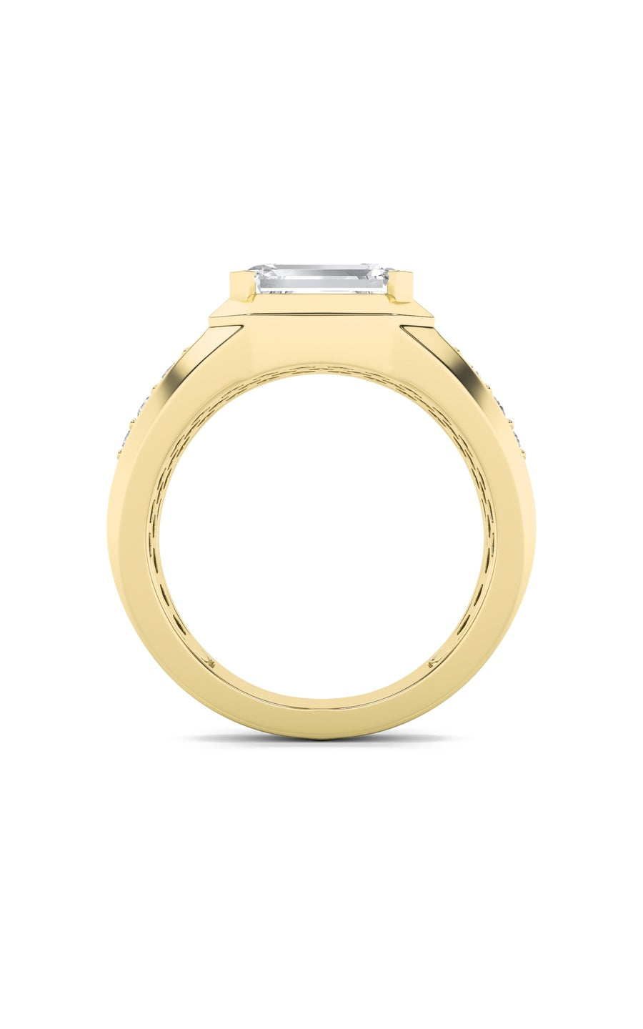 3.5Cttw Emerald Shaped Lab Grown Diamond (F/VS) Mens Ring in 14K Gold