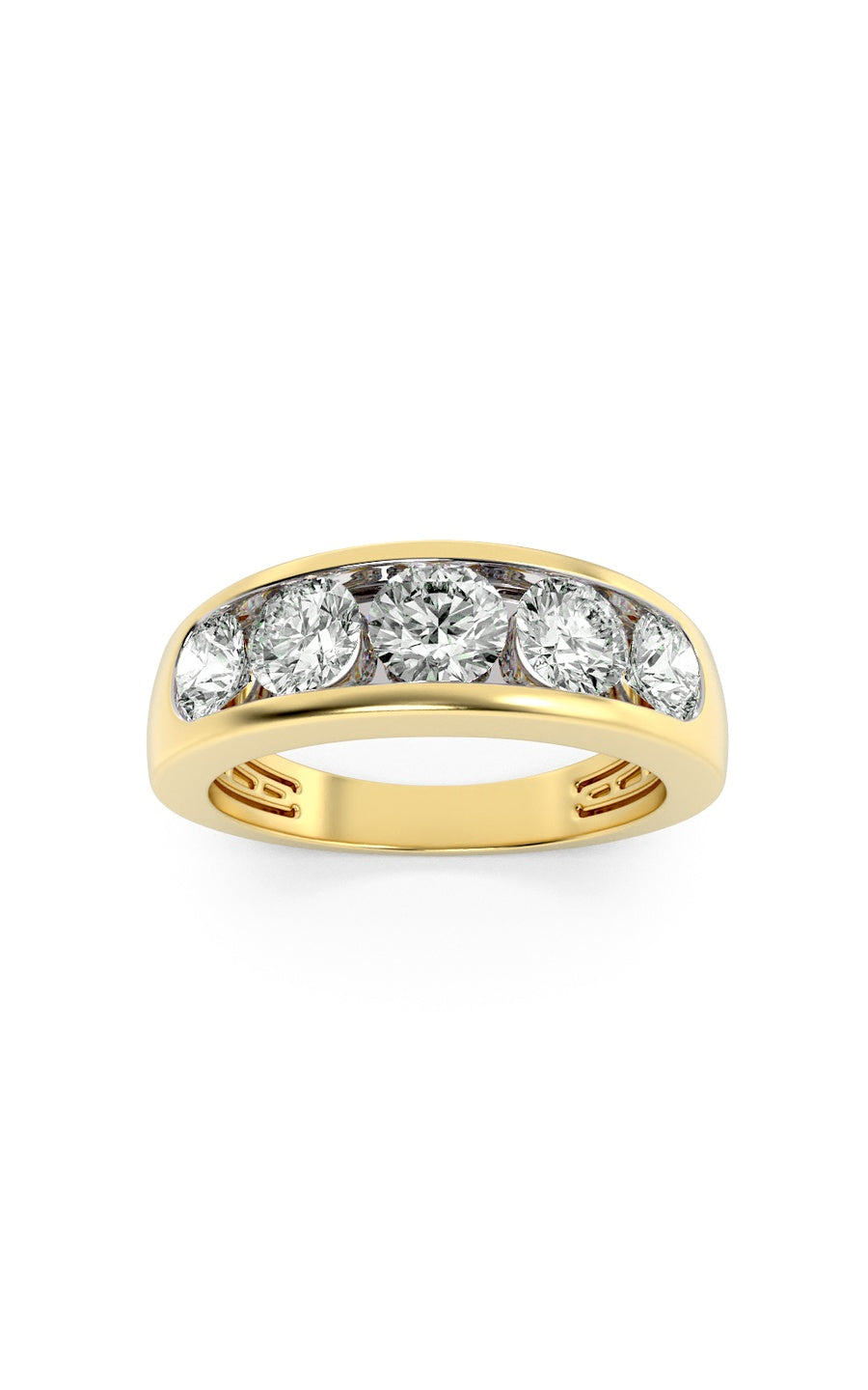 2Cttw Round Shaped Lab Grown Diamond (F/VS) Mens Ring in 14K Gold