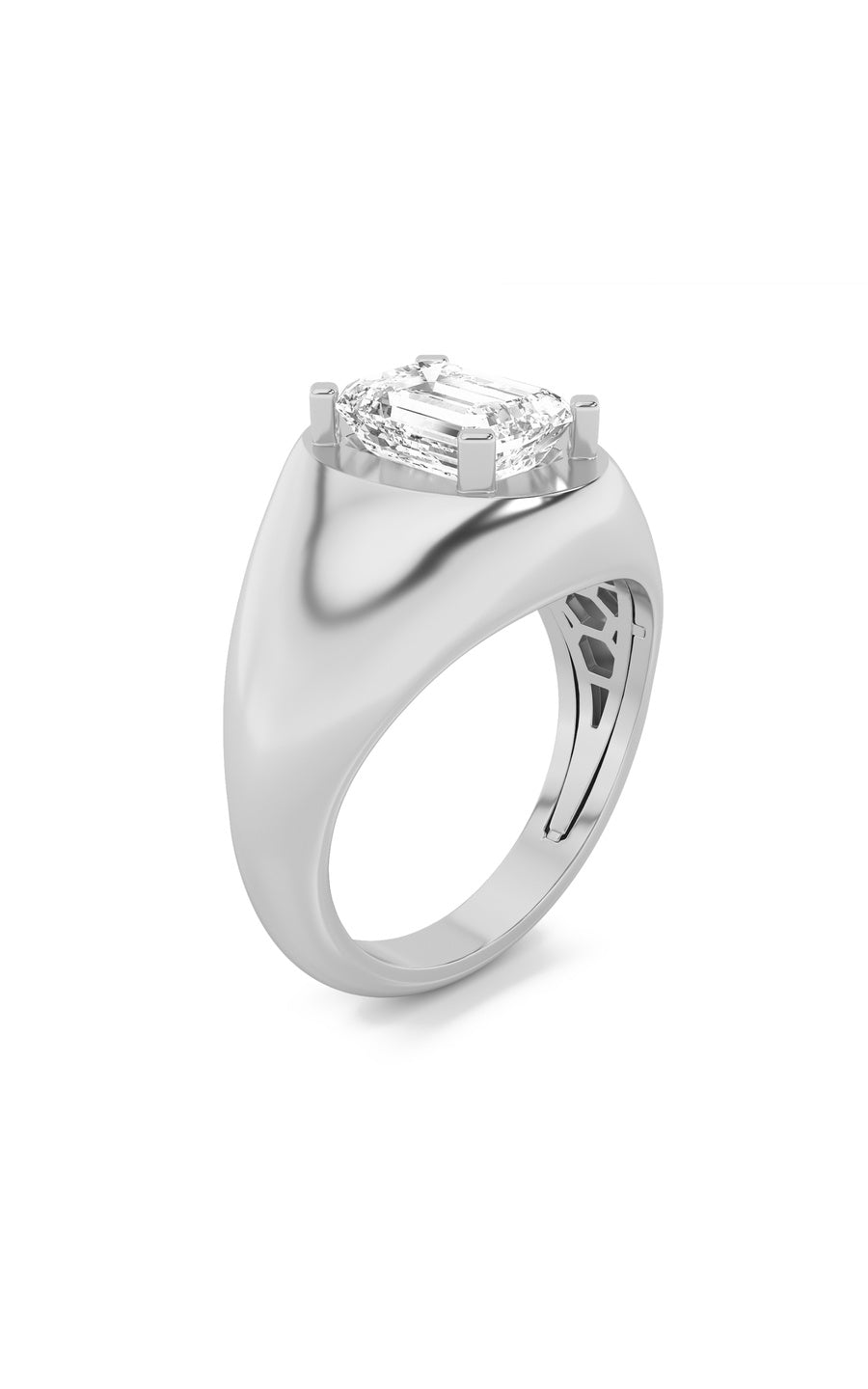 3Cttw Emerald Shaped Lab Grown Diamond (F/VS) Men's Ring in 14K Gold