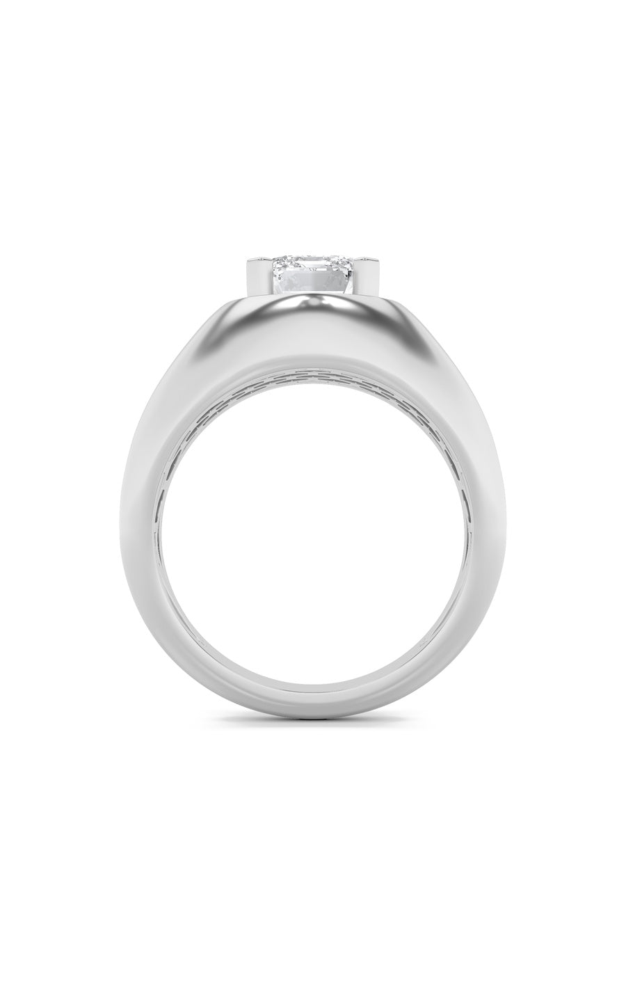 3Cttw Emerald Shaped Lab Grown Diamond (F/VS) Men's Ring in 14K Gold