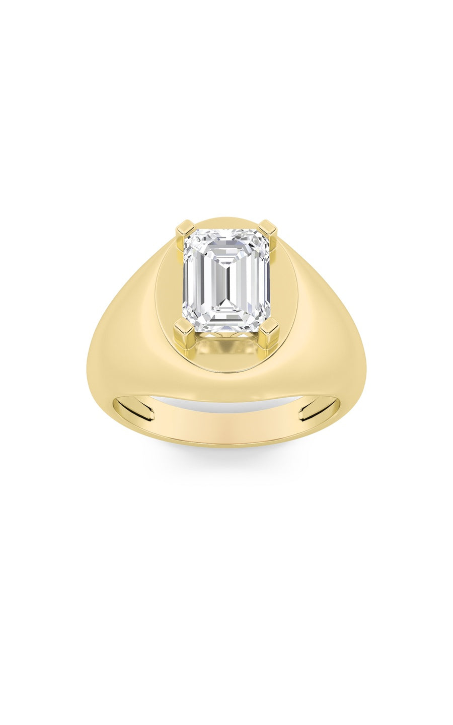 3Cttw Emerald Shaped Lab Grown Diamond (F/VS) Men's Ring in 14K Gold
