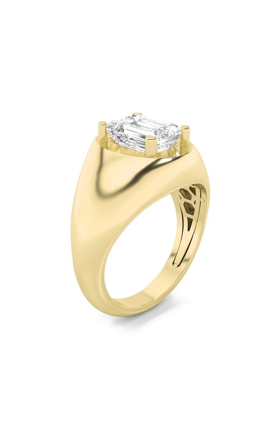 3Cttw Emerald Shaped Lab Grown Diamond (F/VS) Men's Ring in 14K Gold