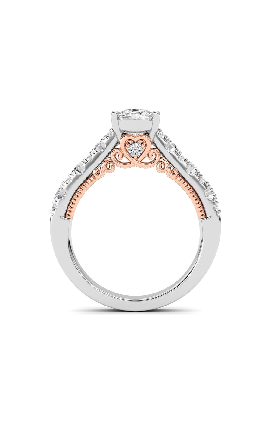 2Cttw Oval Shaped Lab Grown Diamond (F/VS) Accented Milgrain Engagement Ring in 14K Gold