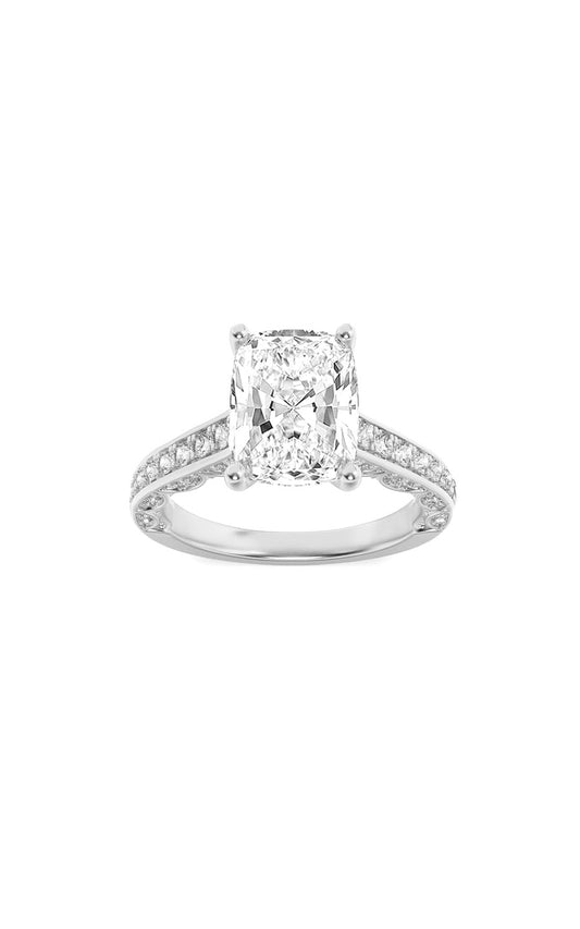 2.5CTW Elongated Cushion Shaped Lab Grown Diamond (G/VS) Accented Engagement Ring in 14K Gold