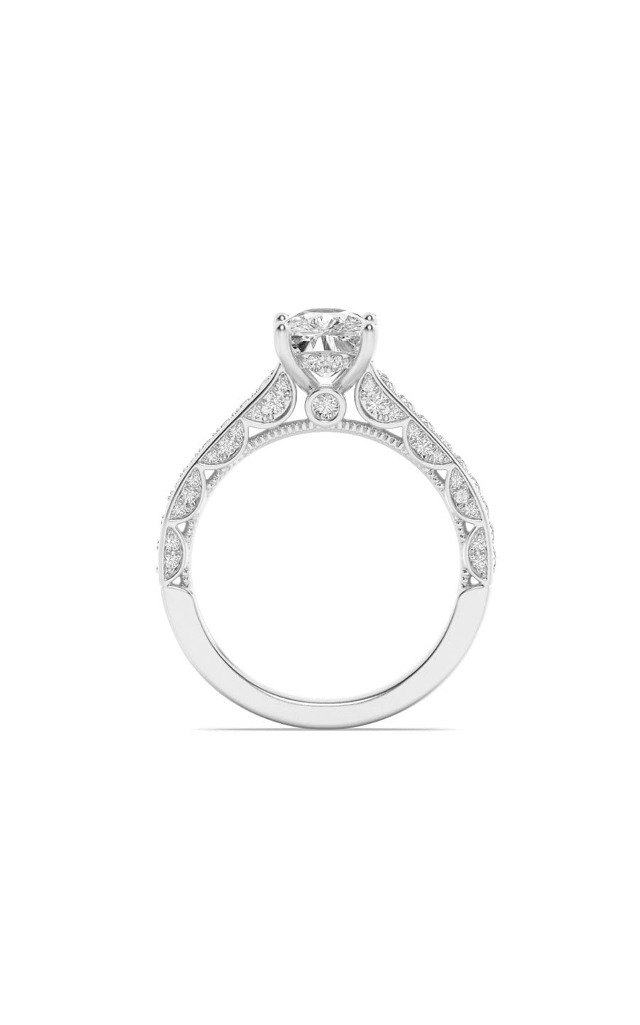 2.5Cttw Elongated Cushion Shaped Lab Grown Diamond(G/VS) Accented Engagement Ring in 14K Gold