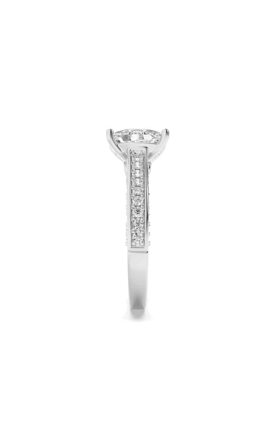 2.5Cttw Elongated Cushion Shaped Lab Grown Diamond(G/VS) Accented Engagement Ring in 14K Gold