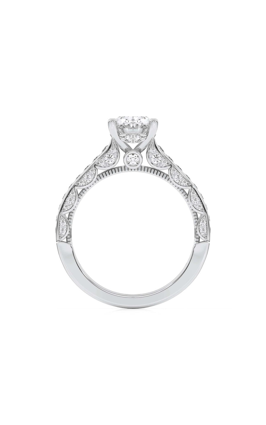 2Cttw Oval Shaped Lab Grown Diamond (F/VS) Accented Engagement Ring in 14K Gold