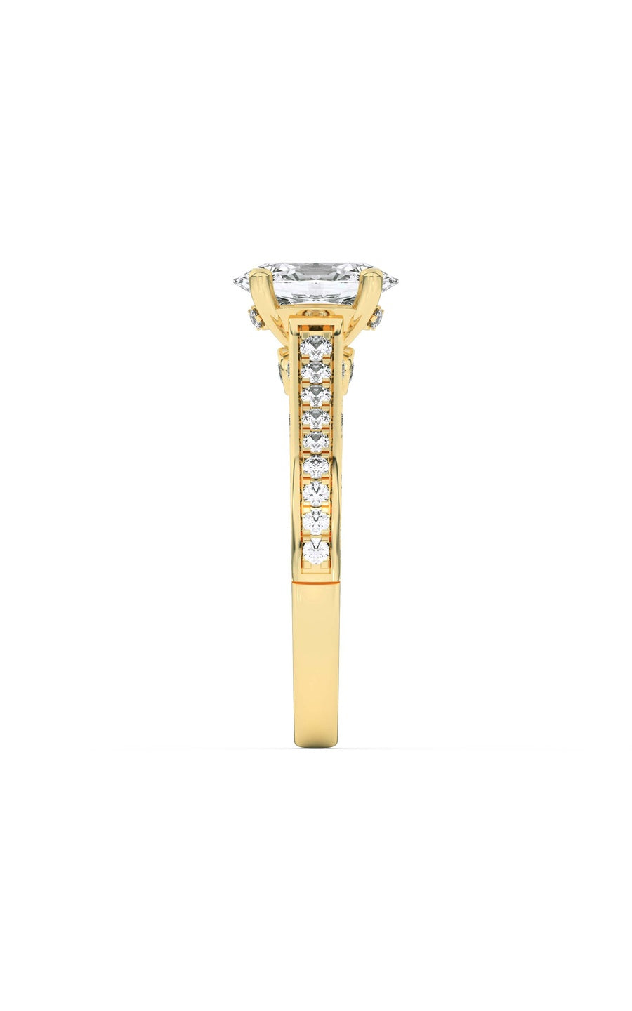 2Cttw Oval Shaped Lab Grown Diamond (F/VS) Accented Engagement Ring in 14K Gold