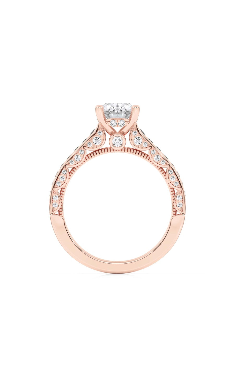 2Cttw Oval Shaped Lab Grown Diamond (F/VS) Accented Engagement Ring in 14K Gold