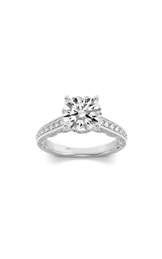 2Cttw Round Shaped Lab Grown Diamond (F/VS) Accented Engagement Ring in 14K Gold