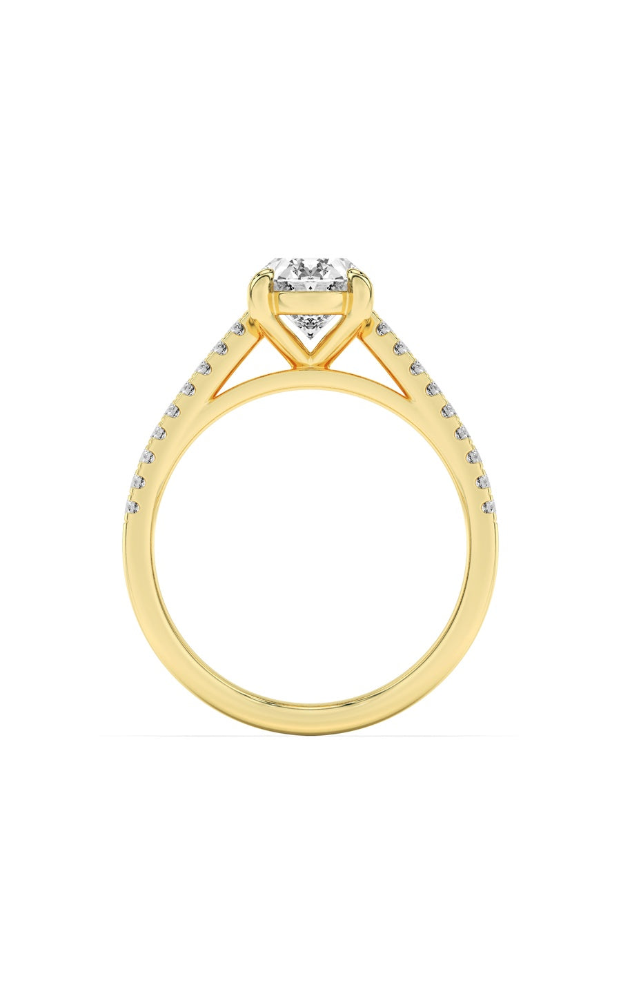 2Cttw Oval Shaped Lab Grown Diamond (F/VS) Cross Shank Accented Engagement Ring in 14K Gold