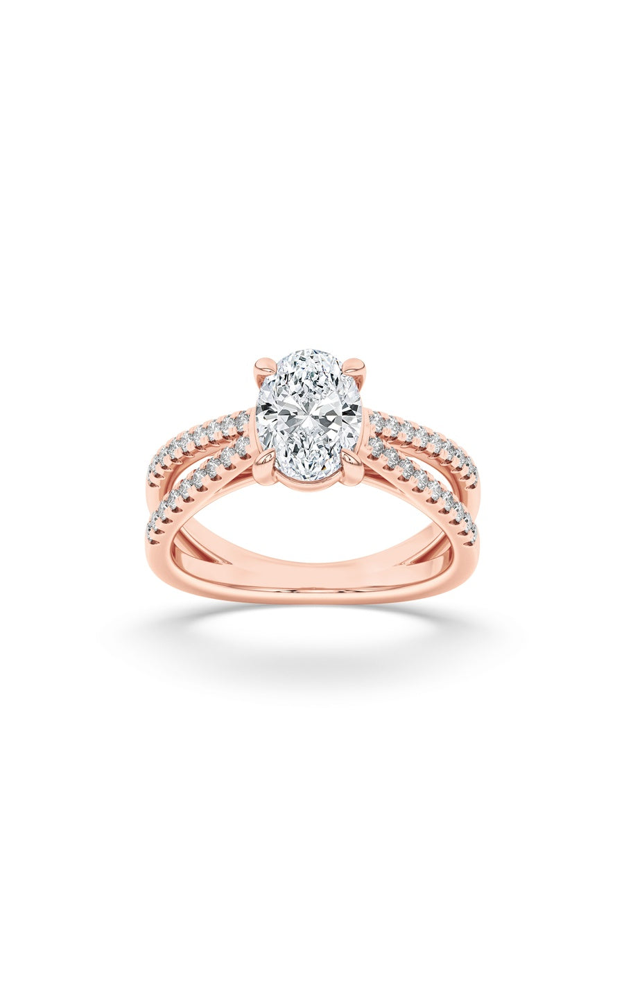 2Cttw Oval Shaped Lab Grown Diamond (F/VS) Cross Shank Accented Engagement Ring in 14K Gold