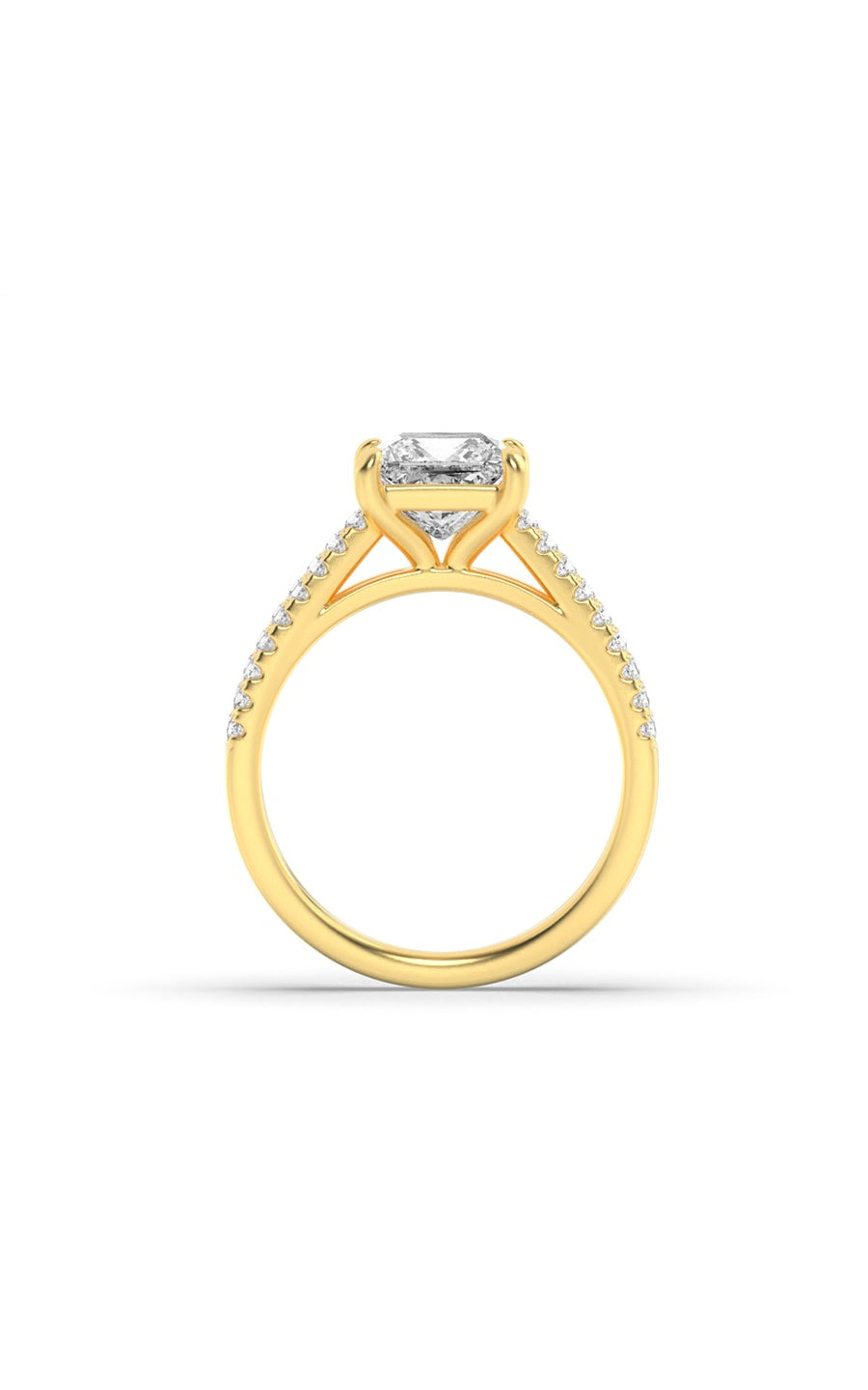 2Cttw Princess Shaped Lab Grown Diamond (F/VS) Cross Shank Accented Engagement Ring in 14K Gold