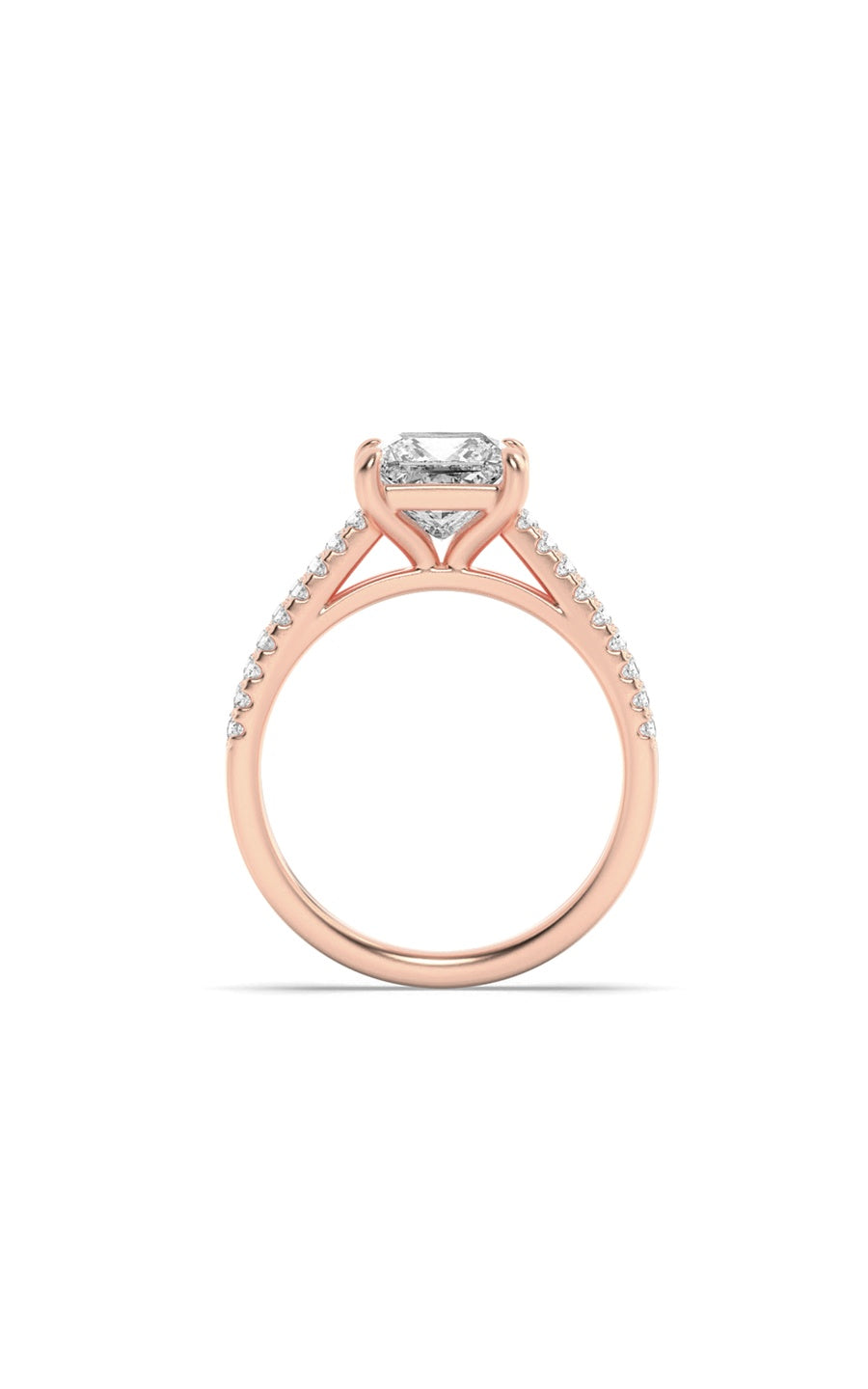 2Cttw Princess Shaped Lab Grown Diamond (F/VS) Cross Shank Accented Engagement Ring in 14K Gold