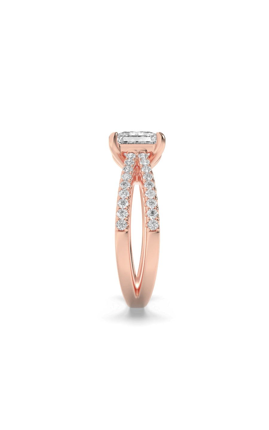 2CTW Princess Shaped Lab Grown Diamond (F/VS) Cross Shank Accented Engagement Ring in 14K Gold