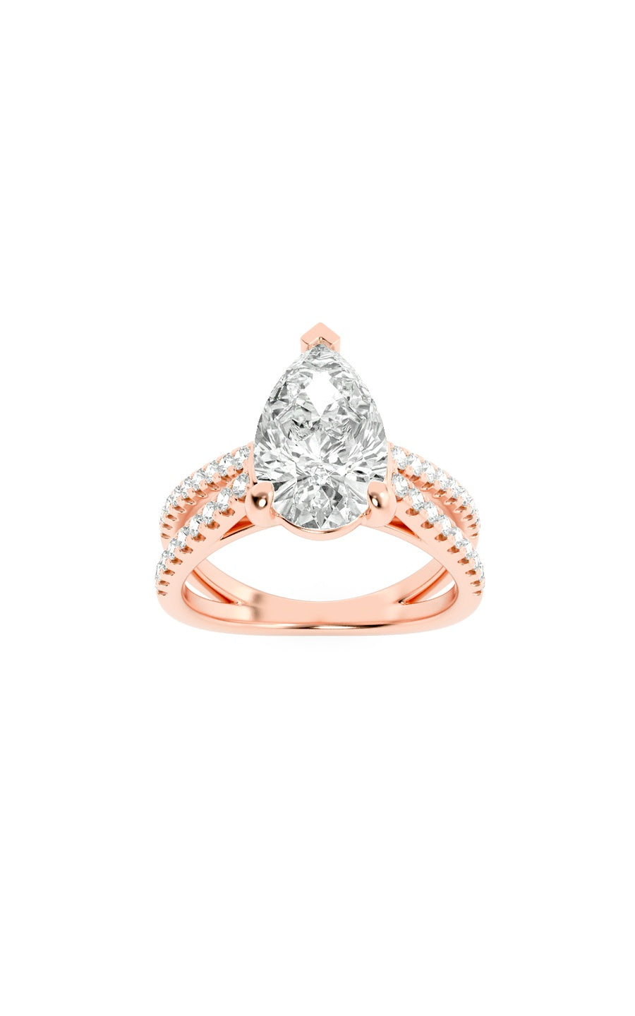 2Cttw Pear Shaped Lab Grown Diamond (F/VS) Cross Shank Accented Engagement Ring in 14K Gold