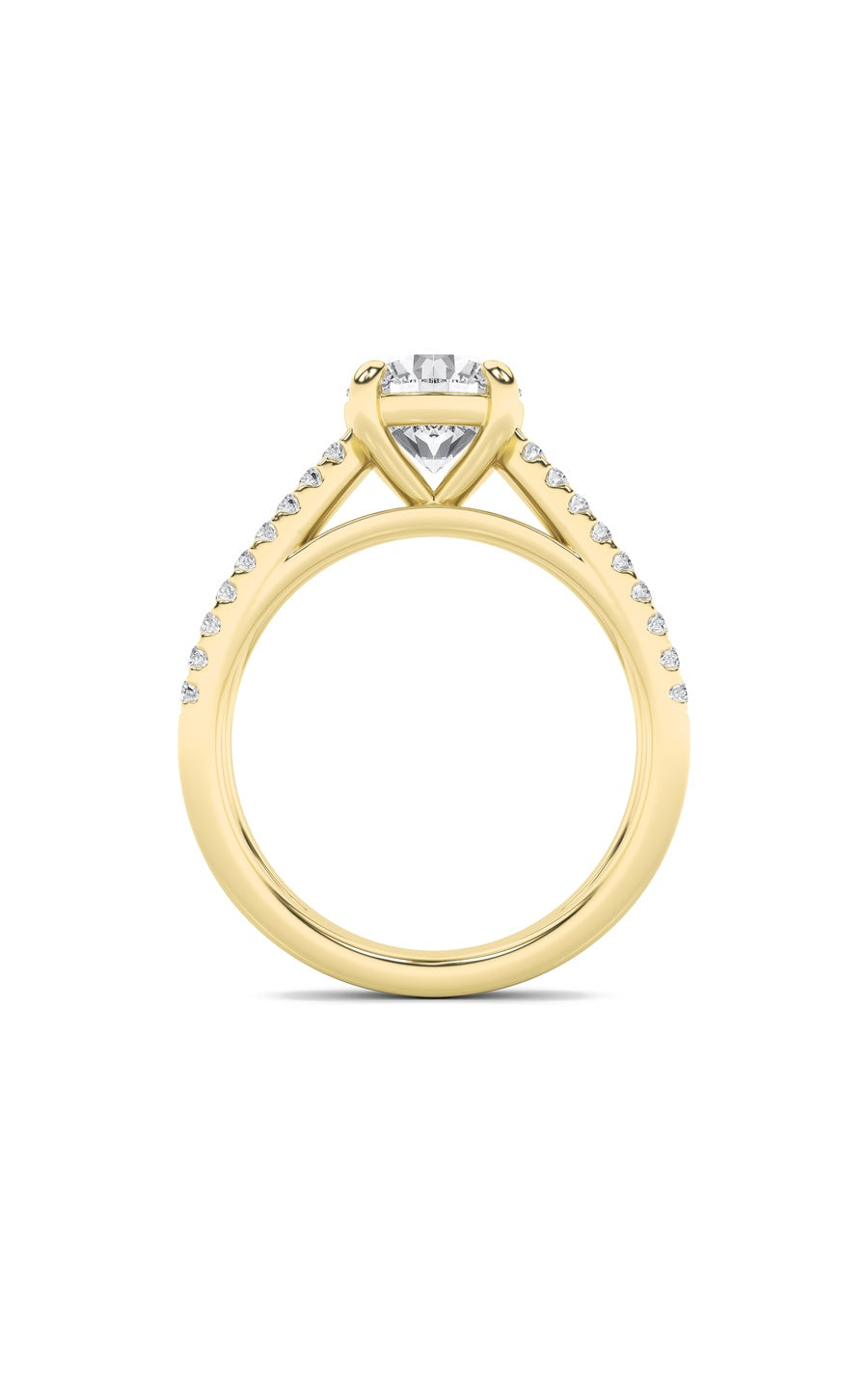 2Cttw Round Shaped Lab Grown Diamond (F/VS) CrossShank Accented Engagement Ring in 14K Gold
