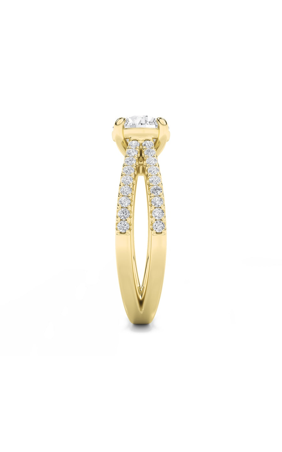 2Cttw Round Shaped Lab Grown Diamond (F/VS) CrossShank Accented Engagement Ring in 14K Gold