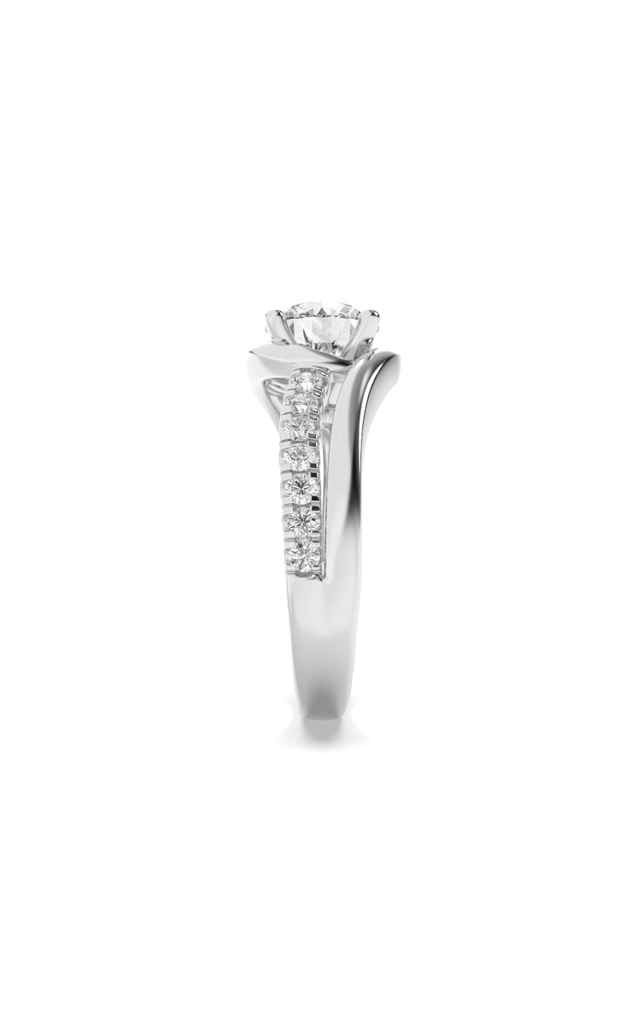 2Cttw Round Shaped Lab Grown Diamond (G/VS) SwirlShank Accented Engagement Ring in 14K Gold