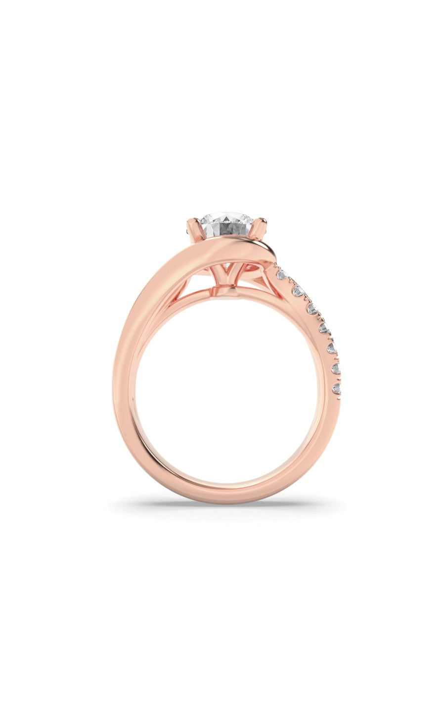 2Cttw Round Shaped Lab Grown Diamond (G/VS) SwirlShank Accented Engagement Ring in 14K Gold