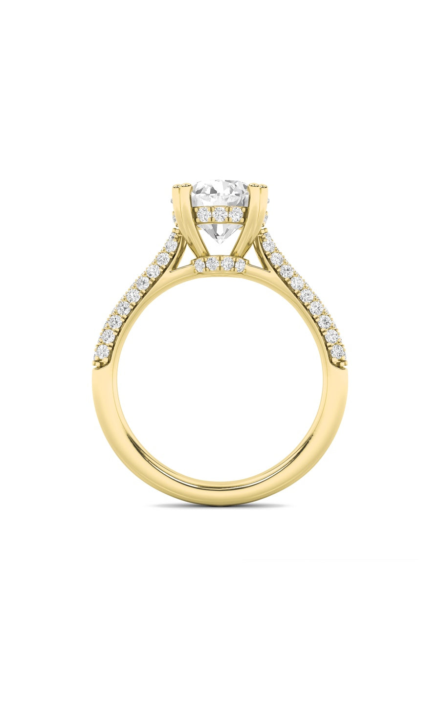 3Cttw Round Shaped Lab Grown Diamond (F/VS) TripleRow Accented Engagement Ring in 14K Gold