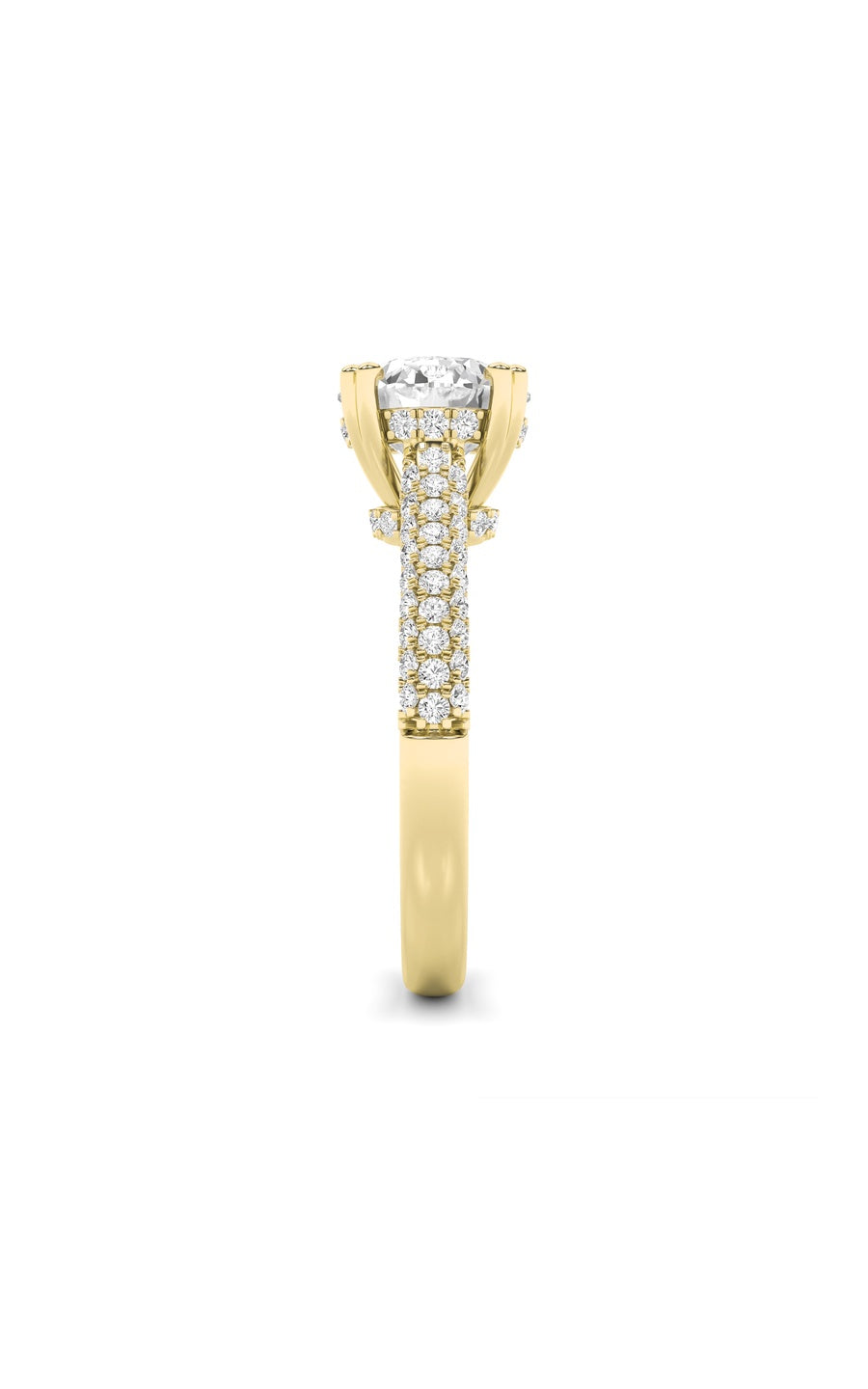 3Cttw Round Shaped Lab Grown Diamond (F/VS) TripleRow Accented Engagement Ring in 14K Gold