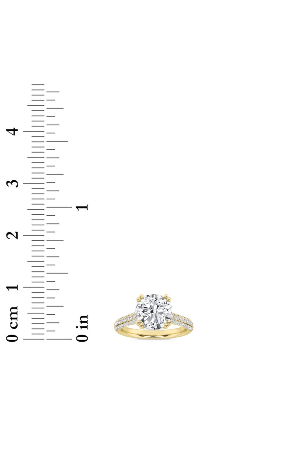 3CTW Round Shaped Lab Grown Diamond (F/VS) Triple Row Accented Engagement Ring in 14K Gold