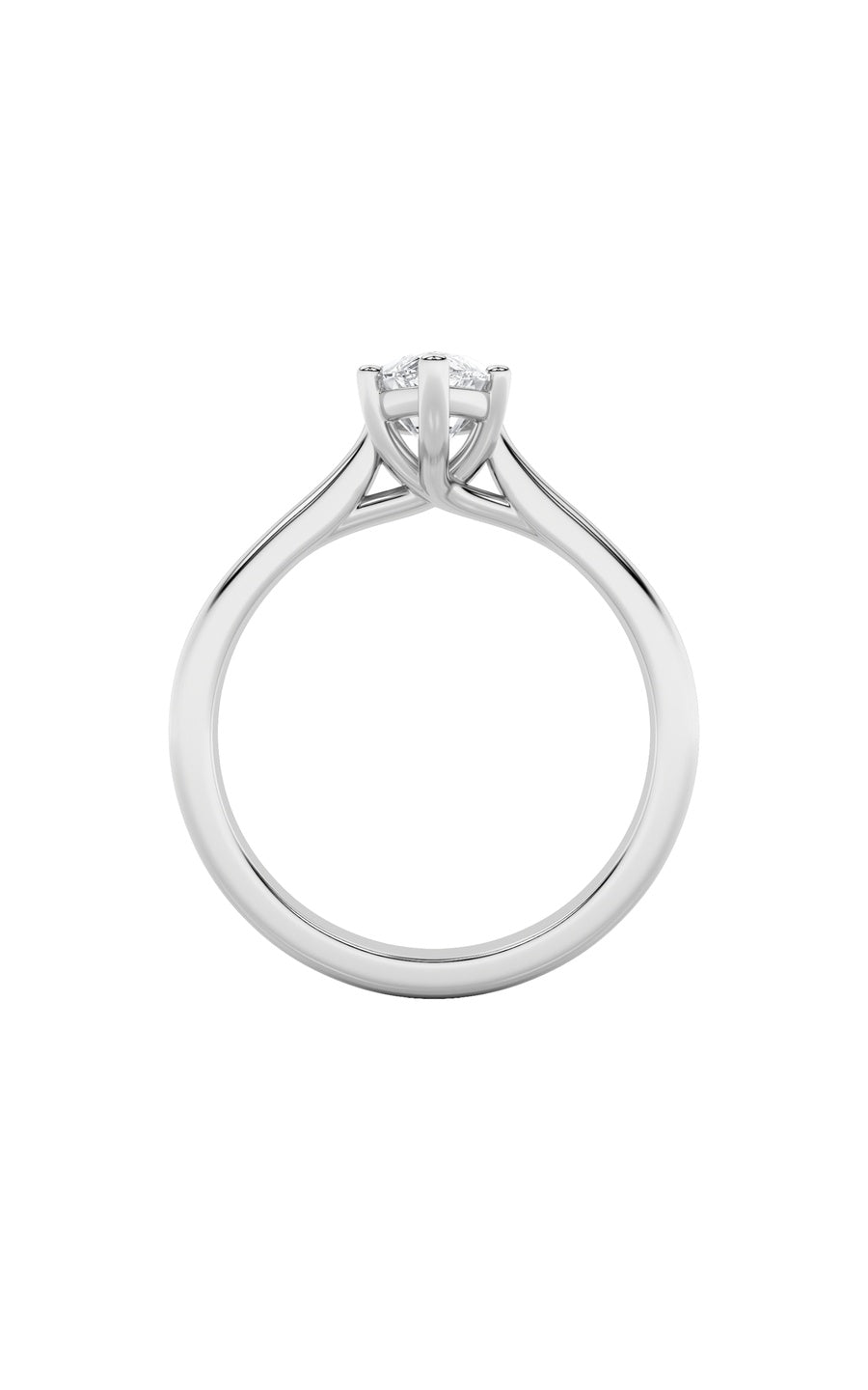 1Cttw Marquise Shaped Lab Grown Diamond (F/VS) Plain Cathedral Trellis Shank Solitaire Engagement Ring in 14K Gold