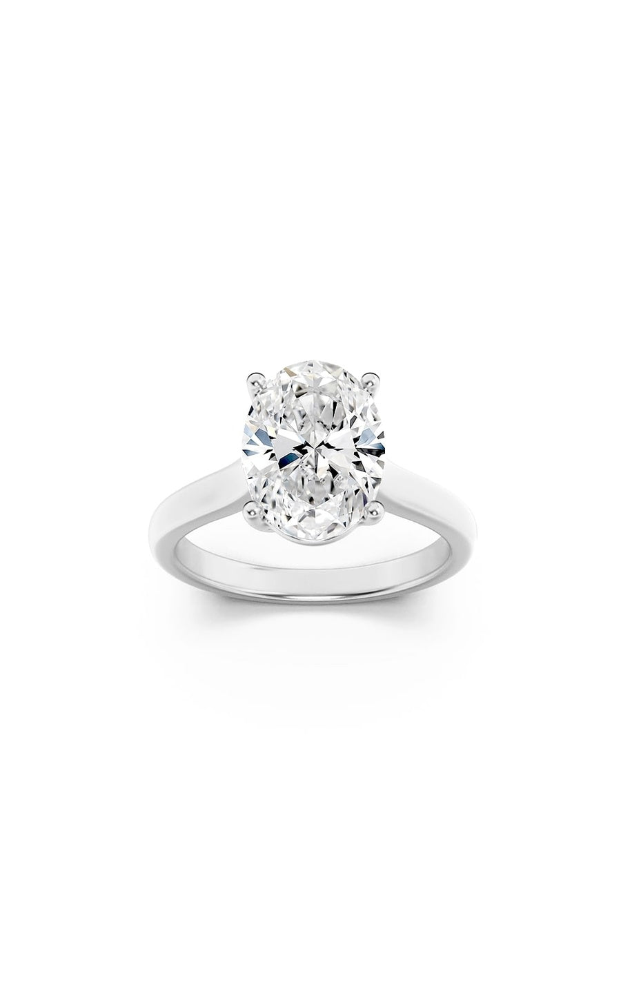 1.5Cttw Oval Shaped Lab Grown Diamond (F/VS) PlainCathedral Trellis Shank Solitaire Engagement Ringin 14K Gold