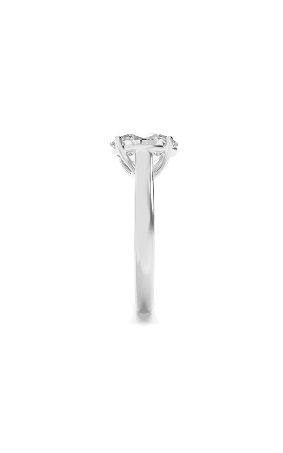 1.5Cttw Oval Shaped Lab Grown Diamond (F/VS) PlainCathedral Trellis Shank Solitaire Engagement Ringin 14K Gold