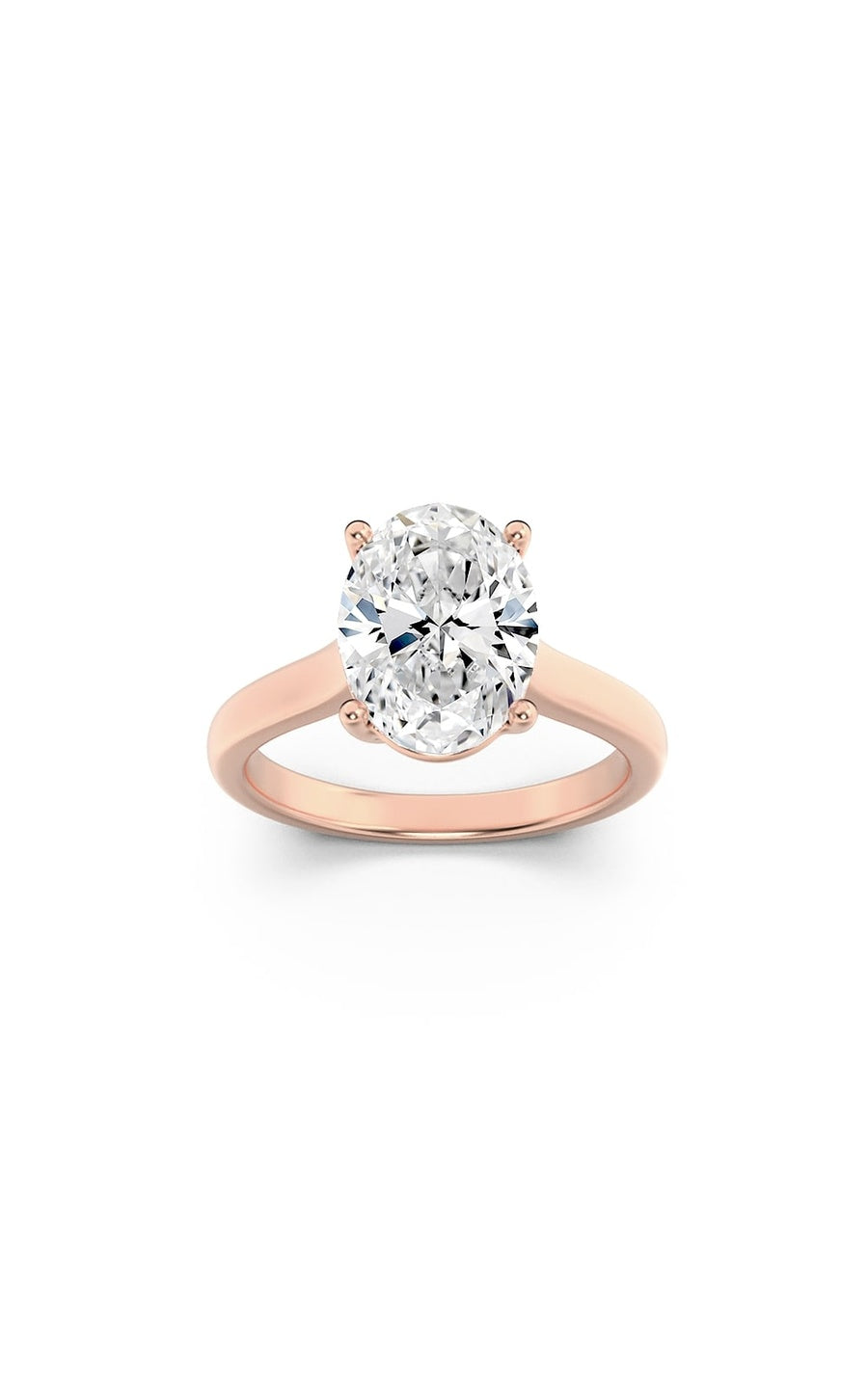2Cttw Oval Shaped Lab Grown Diamond (F/VS) Plain Cathedral Trellis Shank Solitaire Engagement Ring in 14K Gold