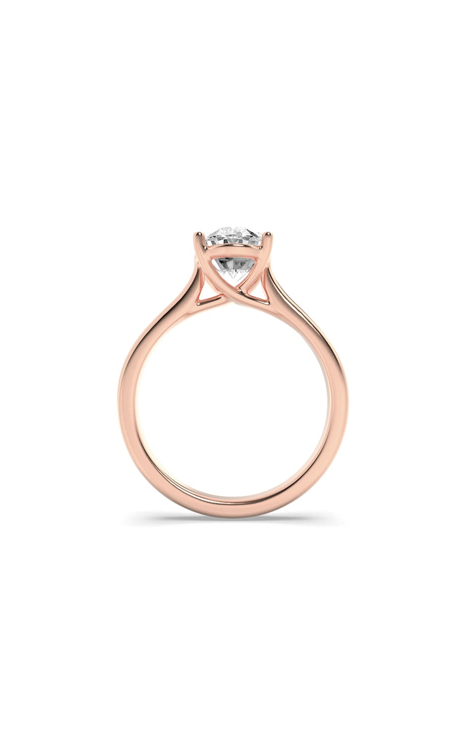 2Cttw Oval Shaped Lab Grown Diamond (F/VS) Plain Cathedral Trellis Shank Solitaire Engagement Ring in 14K Gold
