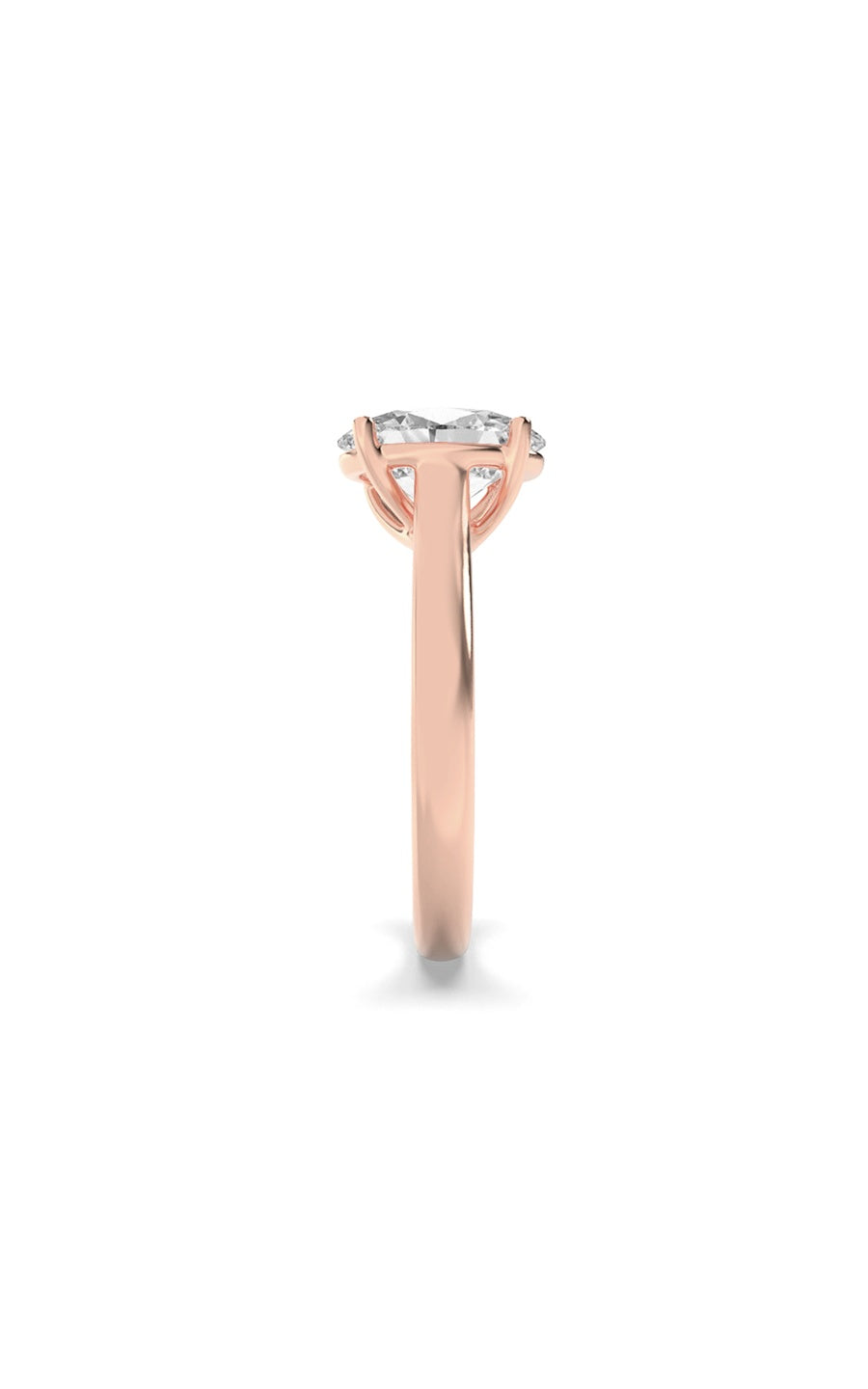 2Cttw Oval Shaped Lab Grown Diamond (F/VS) Plain Cathedral Trellis Shank Solitaire Engagement Ring in 14K Gold