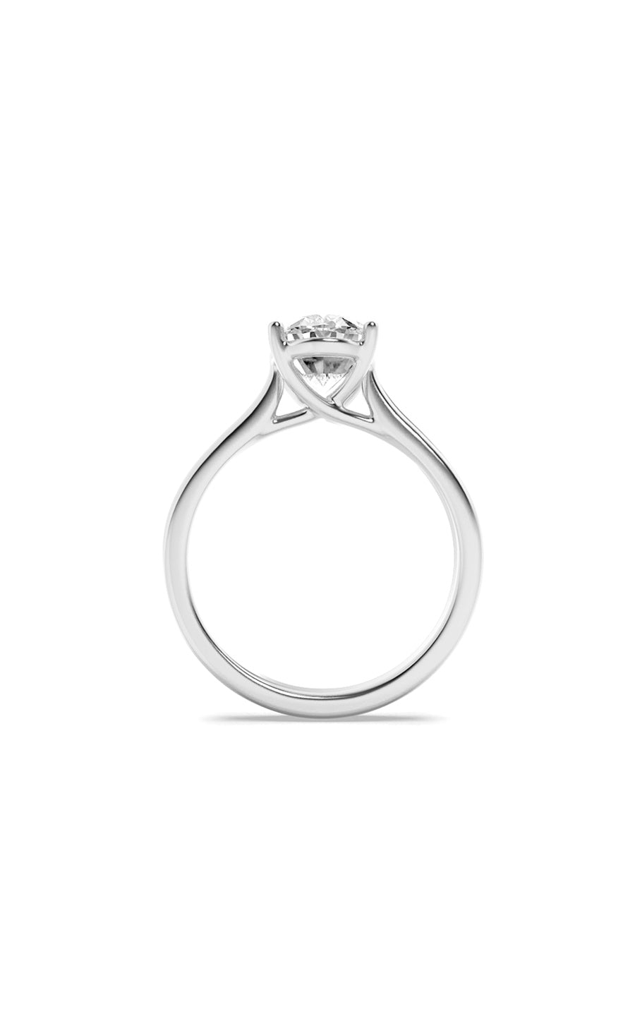2.5Cttw Oval Shaped Lab Grown Diamond (F/VS) PlainCathedral Trellis Shank Solitaire Engagement Ringin 14K Gold