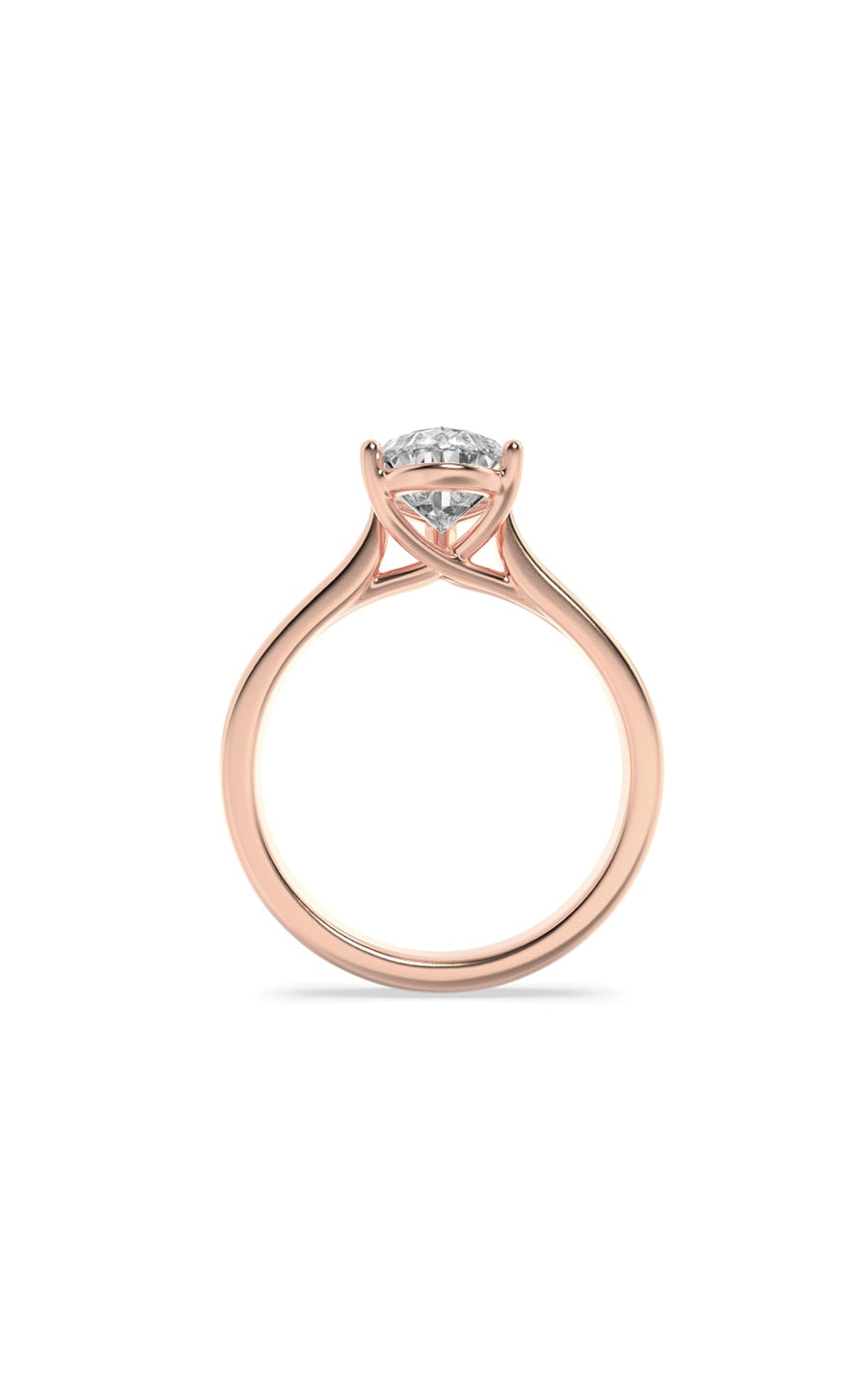 1Cttw Pear Shaped Lab Grown Diamond (F/VS) Plain Cathedral Trellis Shank Solitaire Engagement Ring in 14K Gold