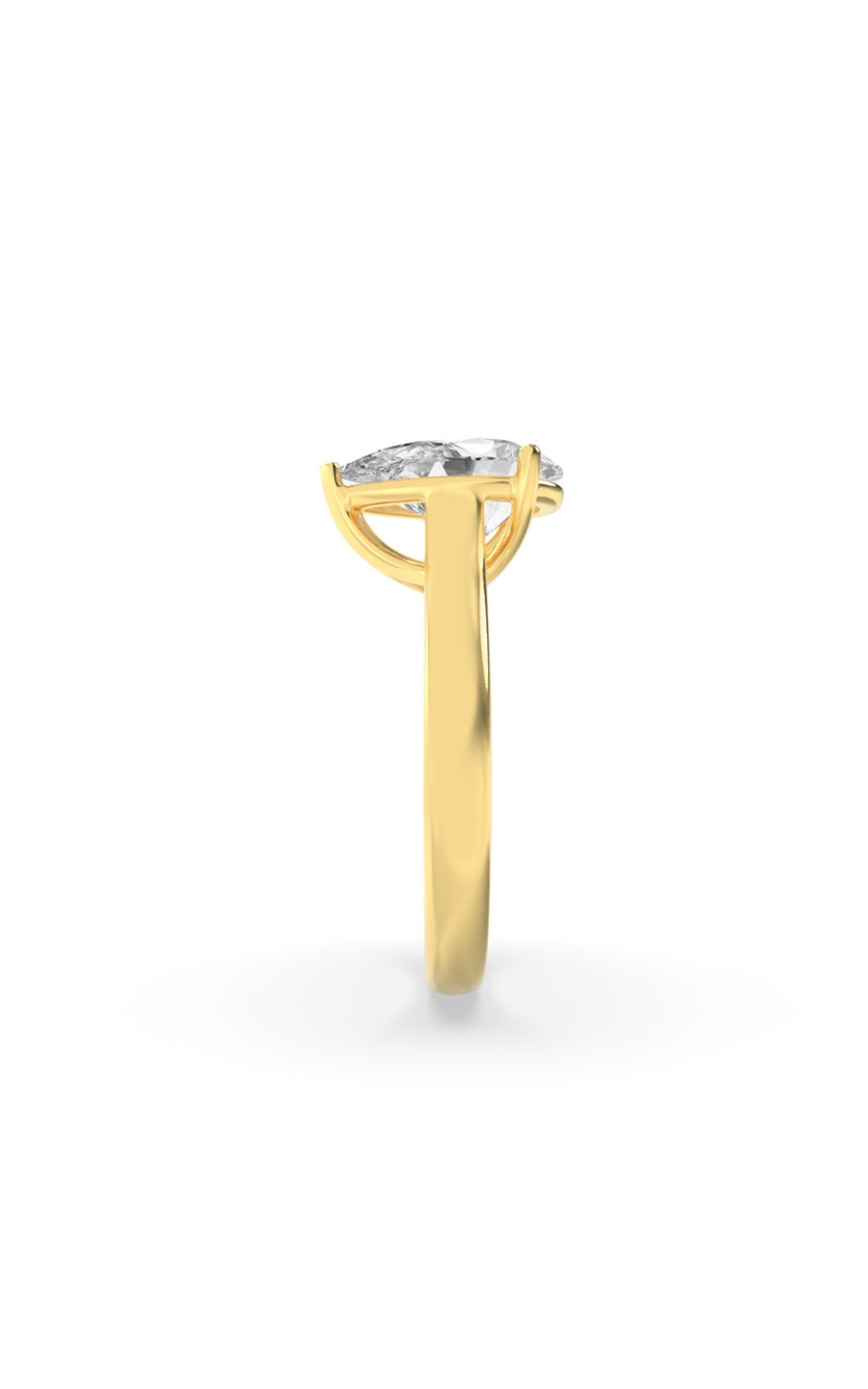 2Cttw Pear Shaped Lab Grown Diamond (F/VS) Plain Cathedral Trellis Shank Solitaire Engagement Ring in 14K Gold
