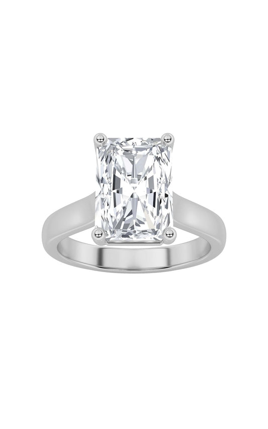 1Cttw Radiant Shaped Lab Grown Diamond (F/VS) Plain Cathedral Trellis Shank Solitaire Engagement Ring in 14K Gold
