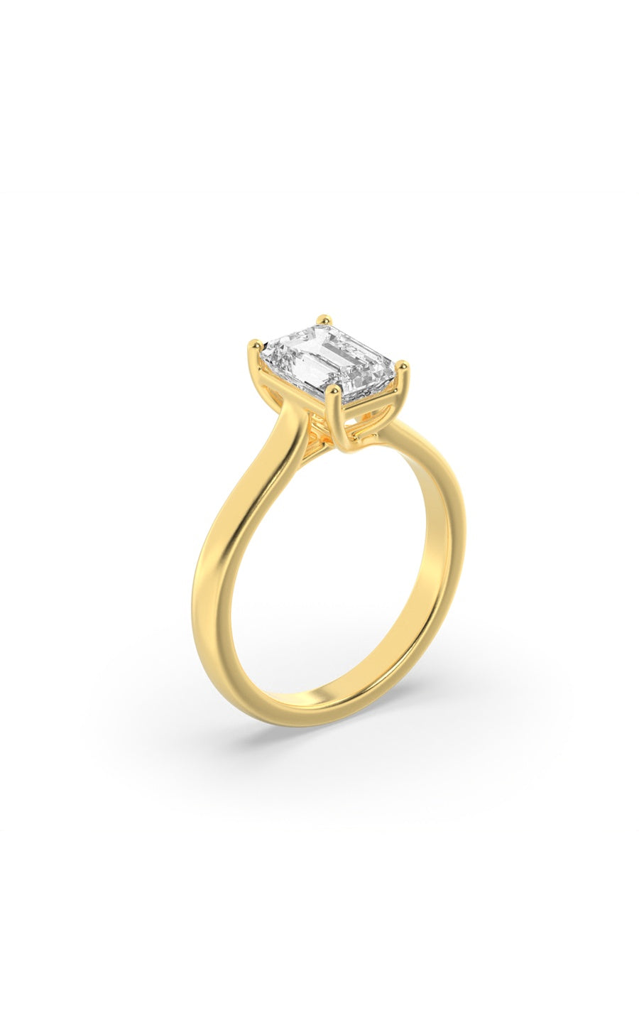 1Cttw Radiant Shaped Lab Grown Diamond (F/VS) Plain Cathedral Trellis Shank Solitaire Engagement Ring in 14K Gold