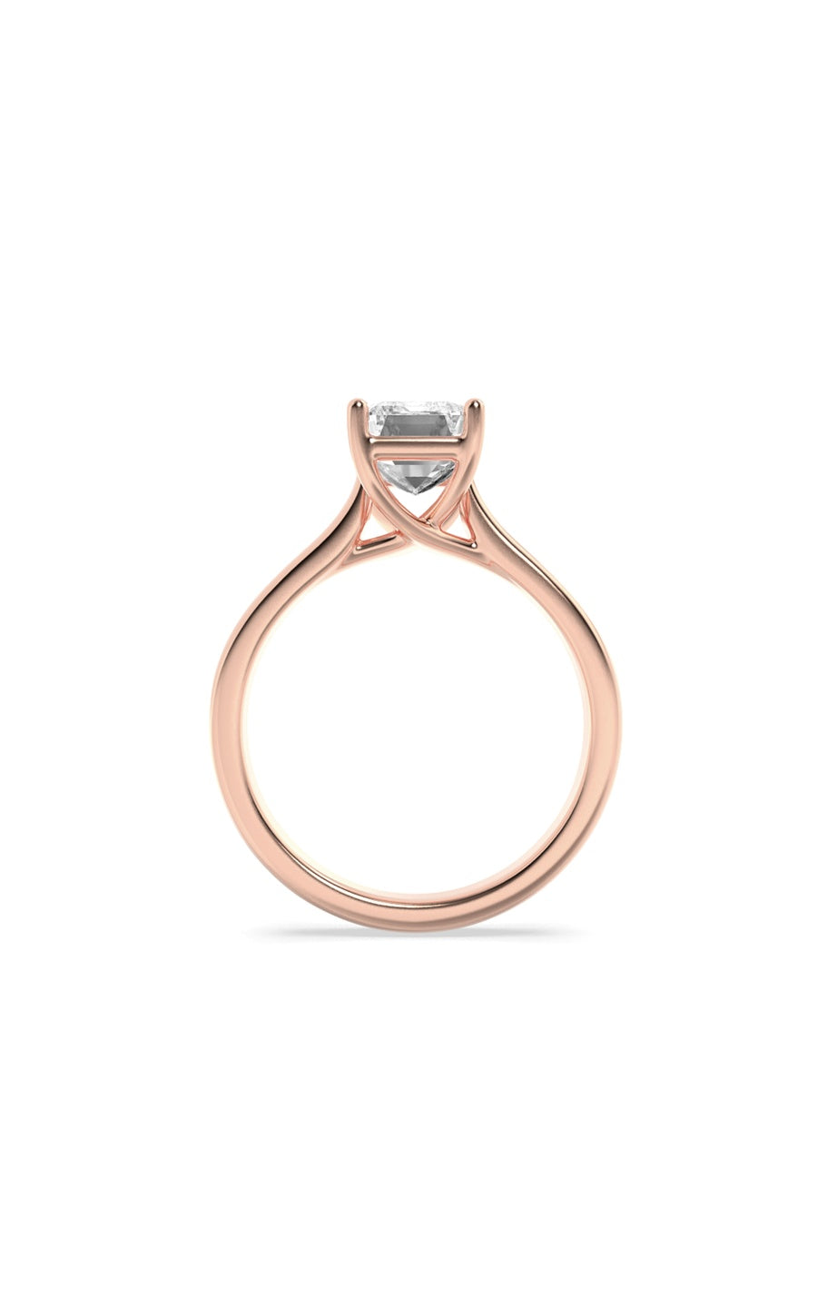 1Cttw Radiant Shaped Lab Grown Diamond (F/VS) Plain Cathedral Trellis Shank Solitaire Engagement Ring in 14K Gold