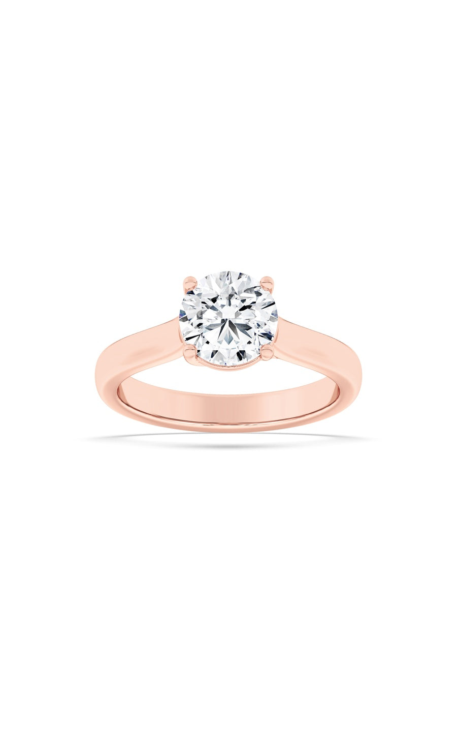1Cttw Round Shaped Lab Grown Diamond (F/VS) PlainCathedral Trellis Shank Solitaire Engagement Ringin 14K Gold