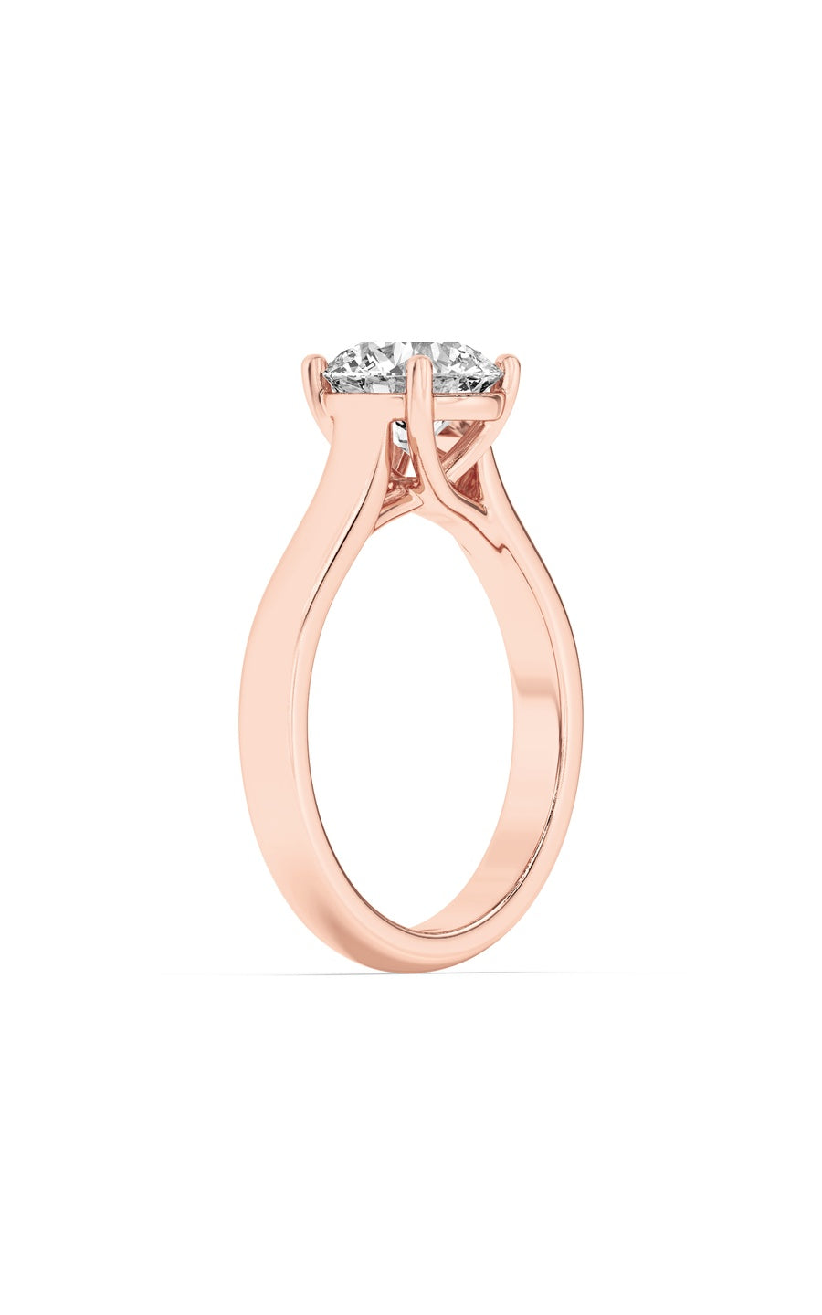 1Cttw Round Shaped Lab Grown Diamond (F/VS) PlainCathedral Trellis Shank Solitaire Engagement Ringin 14K Gold