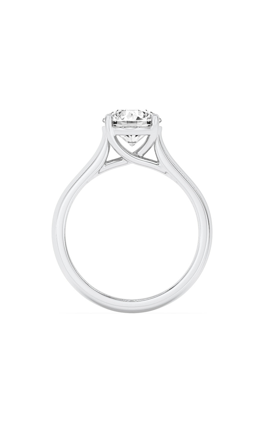 2Cttw Round Shaped Lab Grown Diamond (F/VS) PlainCathedral Trellis Shank Solitaire Engagement Ringin 14K Gold