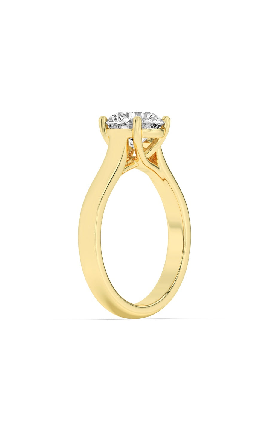 2Cttw Round Shaped Lab Grown Diamond (F/VS) PlainCathedral Trellis Shank Solitaire Engagement Ringin 14K Gold
