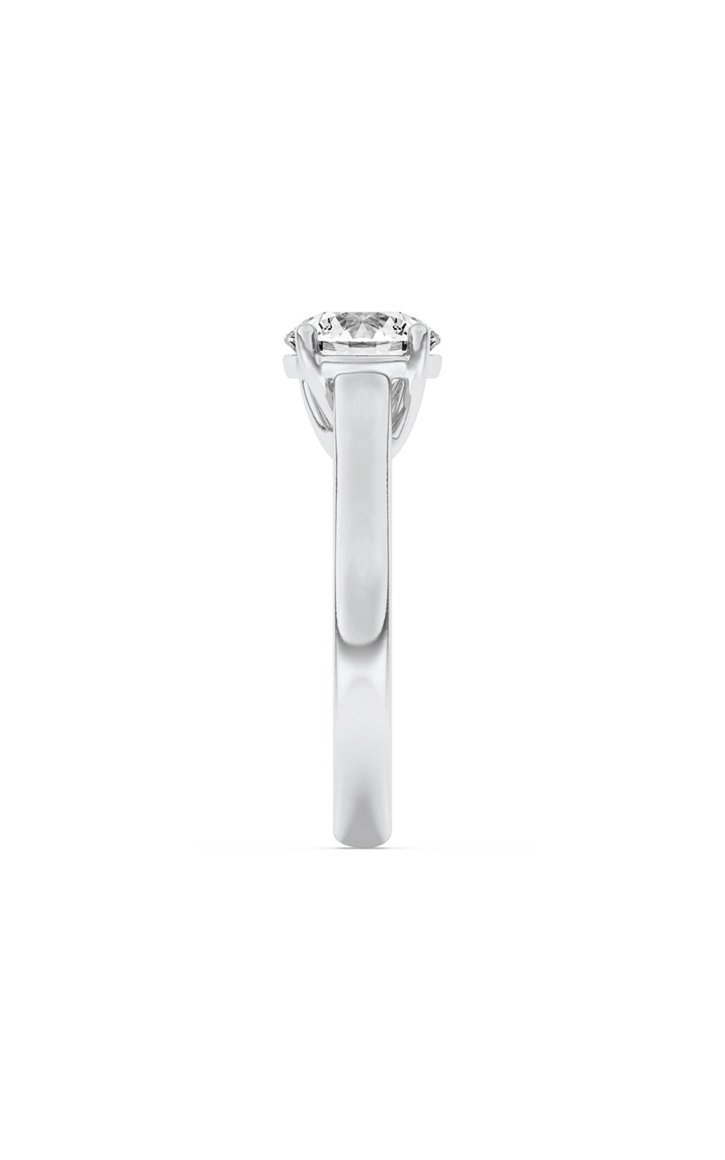 3CTW Round Shaped Lab Grown Diamond (F/VS) Plain Cathedral Trellis Shank Solitaire Engagement Ring in 14K Gold