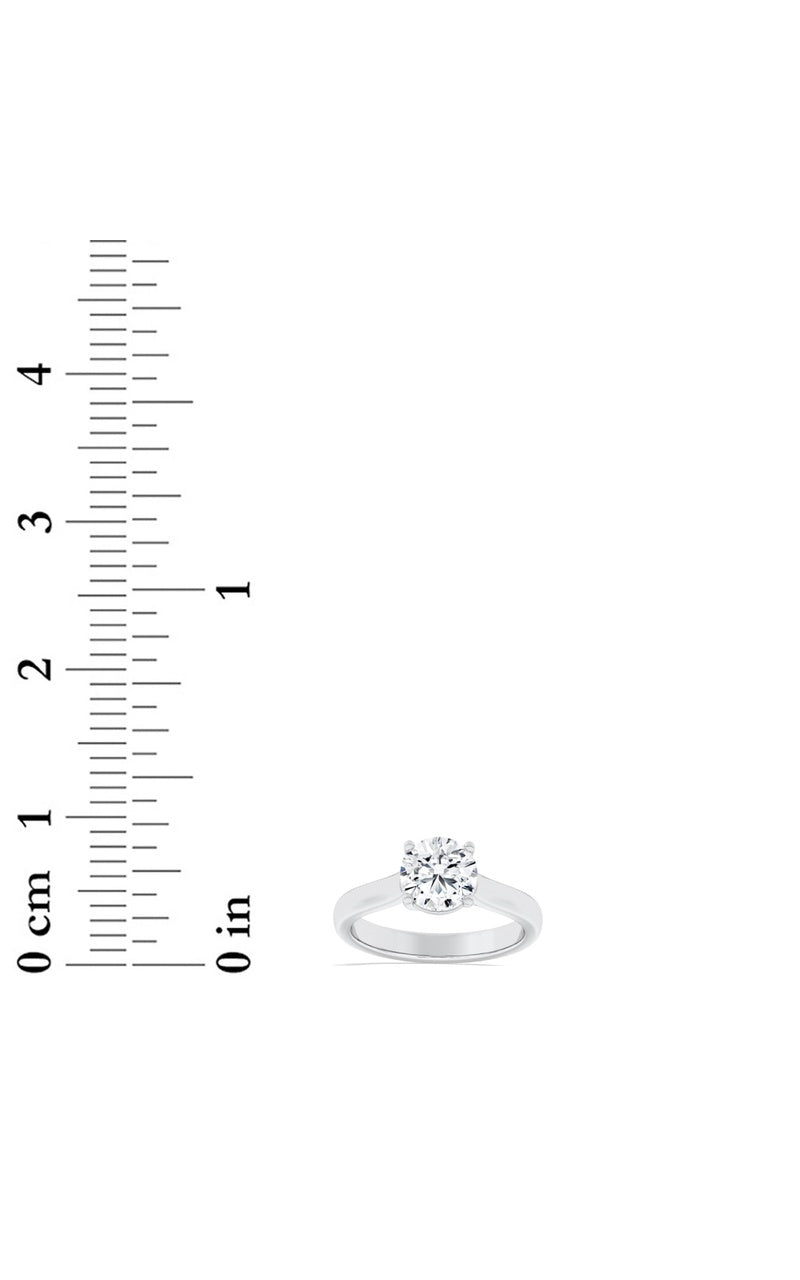 3CTW Round Shaped Lab Grown Diamond (F/VS) Plain Cathedral Trellis Shank Solitaire Engagement Ring in 14K Gold
