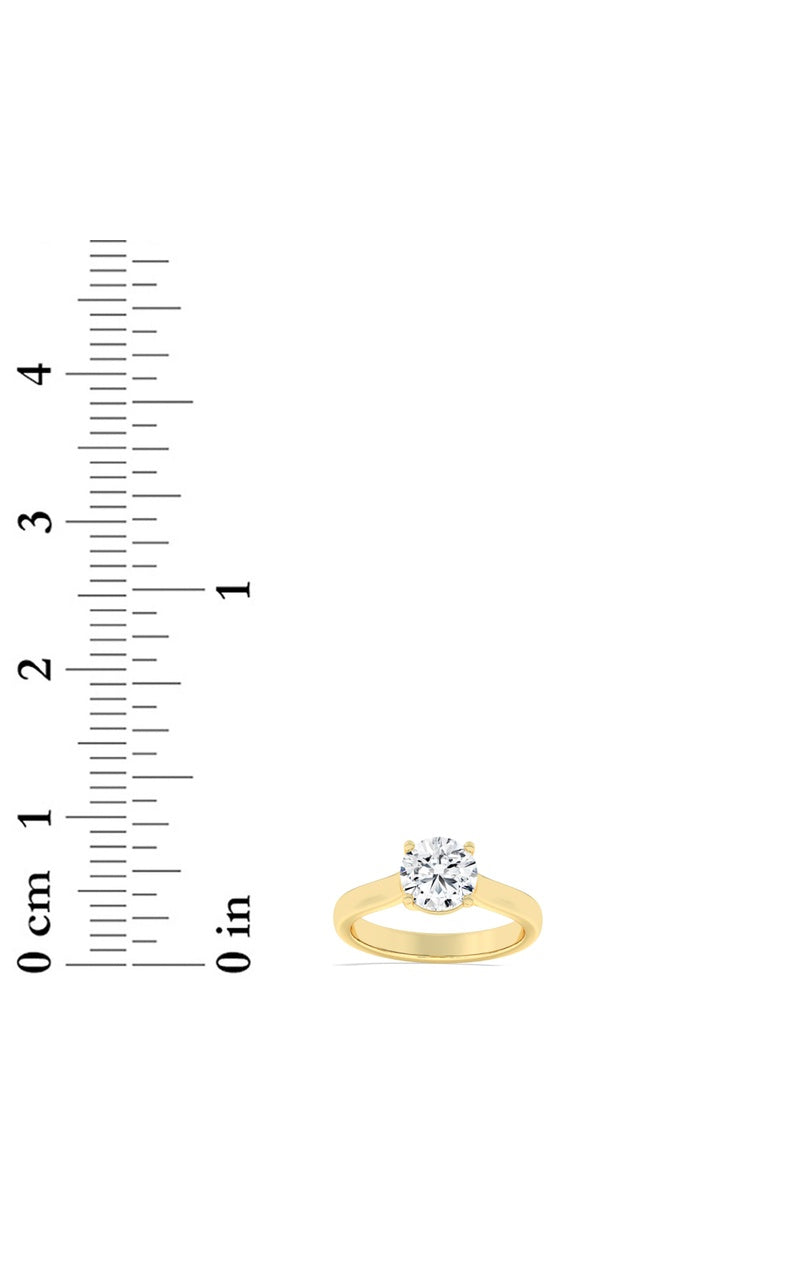 3CTW Round Shaped Lab Grown Diamond (F/VS) Plain Cathedral Trellis Shank Solitaire Engagement Ring in 14K Gold